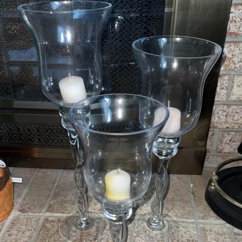 Glass Candle Holders Set- 3 pieces